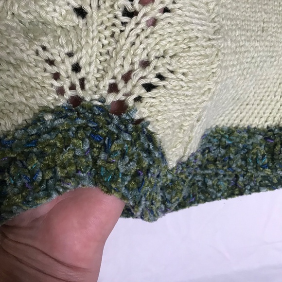 Handmade Knit Tank Top –  Sage Green Mixed Yarn – Sleeveless Boho Style - Picture 10 of 15